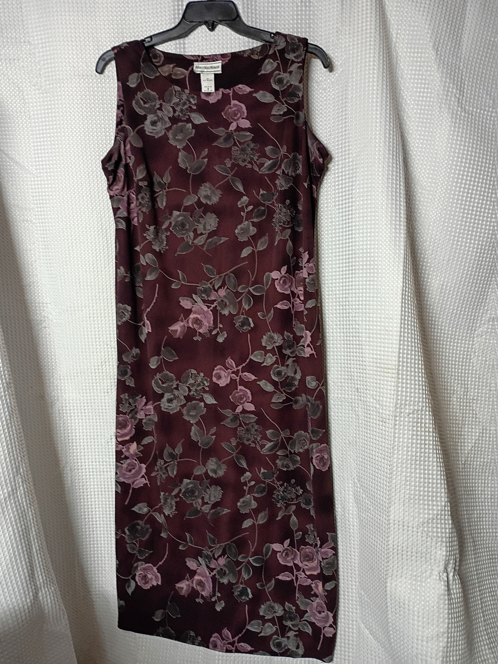 August Max Burgundy Maxi Dress with Pink Floral Print